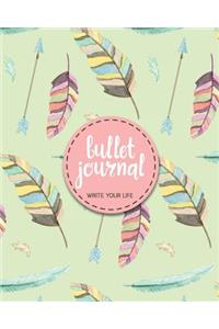 Bullet Journal Dot Grid for 90 Days, Pastel Feather Tribal Numbered Pages Quarterly Journal Diary,