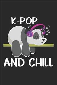 K-Pop and chill: Cute Panda Headphones Korea Pop Lover K-Pop Music Notebook 6x9 Inches 120 dotted pages for notes, drawings, formulas - Organizer writing book planne