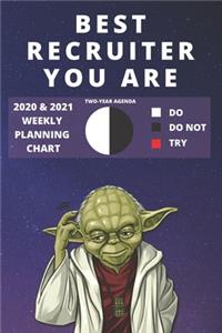 2020 & 2021 Two-Year Weekly Planner For Best Recruiter Gift - Funny Yoda Quote Appointment Book - Two Year Agenda Notebook