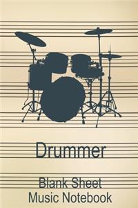 Drummer Blank Sheet Music Notebook