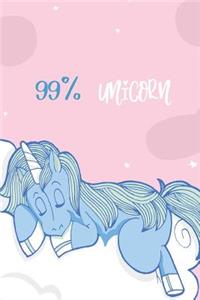 99% Unicorn: College Ruled Notebook Composition Book Diary Letter