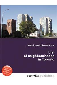 List of Neighbourhoods in Toronto
