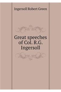 Great Speeches of Col. R.G. Ingersoll