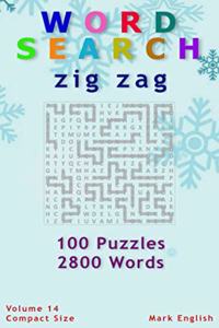 Word Search: Zig Zag, 100 Puzzles, 2800 Words, Volume 14, Compact 5x8 Size