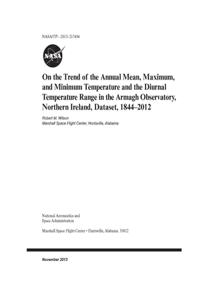 On the Trend of the Annual Mean, Maximum, and Minimum Temperature and the Diurnal Temperature Range in the Armagh Observatory, Northern Ireland, Dataset, 1844 -2012