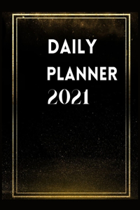 Daily Planner 2021: Large Daily Planner 2021 / Elegant Black Edition: 12 Month Organiser, Agenda for 365 Days