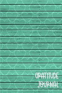 Gratitude Journal: 47 Writing Prompts For Affirmations, Blessings, Stress Release, and Love: Deep Teal Wood Hearts Design