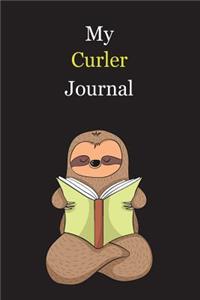 My Curler Journal: With A Cute Sloth Reading, Blank Lined Notebook Journal Gift Idea With Black Background Cover