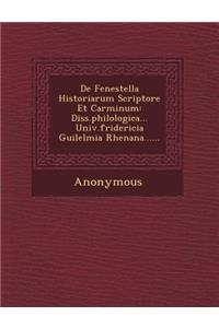 de Fenestella Historiarum Scriptore Et Carminum