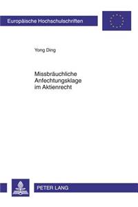 Missbraeuchliche Anfechtungsklage Im Aktienrecht