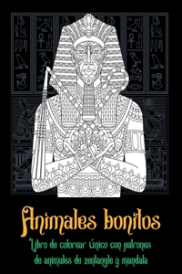 Animales bonitos - Libro de colorear único con patrones de animales de zentangle y mandala