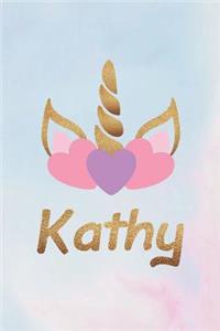 Kathy: Personalized First Name Unicorn Gift Birthday Girl Notebook Journal 104 Pages