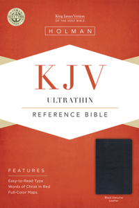 KJV Ultrathin Reference Bible, Black Genuine Leather