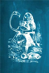 Alice in Wonderland Chalkboard Journal - Alice and The Flamingo (Aqua)