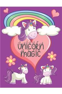 Unicorn Magic: Primary Journal, Draw & Write, /2 blank 1/2 lined notebook for kids