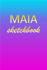 Maia: Sketchbook - Blank Imaginative Sketch Book Paper - Pink Blue Gold Custom Letter M Personalized Cover - Teach & Practice Drawing for Experienced & As