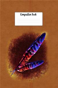 Composition Book: Native American Indian Stripe Feathers Hair Ties 6 X 9 Wide Ruled Paper Notebook, Appreciation Gift, Quote Journal or Diary Unique Inspirational Gift for Friend or Teacher, End of Year, Retirement, Birthday or Gratitude Present -