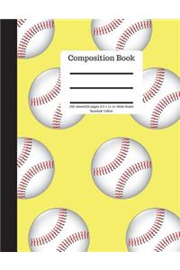 Composition Book 200 Sheet/400 Pages 8.5 X 11 In.-Wide Ruled Baseball-Yellow