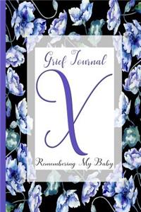 Blue Watercolor Flowers, Monogram Letter X
