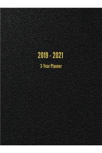 2019 - 2021 3-Year Planner: 36-Month Calendar (Black)