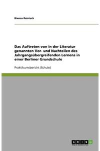 Das Auftreten von in der Literatur genannten Vor- und Nachteilen des Jahrgangsübergreifenden Lernens in einer Berliner Grundschule