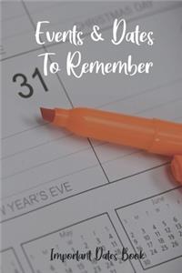 Events and Dates to Remember