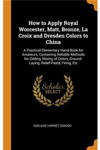 How to Apply Royal Worcester, Matt, Bronze, La Croix and Dresden Colors to China