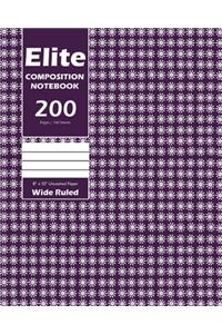 Elite Composition Notebook, Wide Ruled 8 x 10 Inch, Large 100 Sheet, Purple Cover