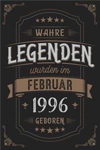 Wahre Legenden wurden im Februar 1996 geboren: Vintage Geburtstag Notizbuch - individuelles Geschenk für Notizen, Zeichnungen und Erinnerungen - liniert mit 100 Seiten