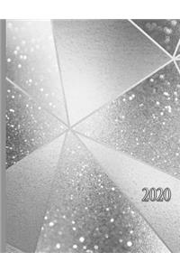 Geometric Silver Glitter Effect with Dividing Lines: 2020 Schedule Planner and Organizer / Weekly Calendar