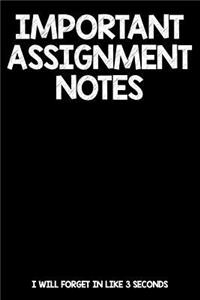 Important Assignment Notes I Will Forget In Like 3 Seconds
