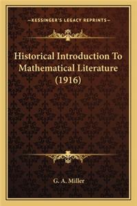 Historical Introduction to Mathematical Literature (1916)