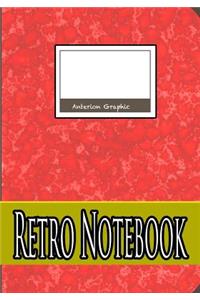 Retro Notebook Red,, 7 X 10 Inch 100 Sheets