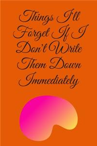 Things I'll Forget If I Don't Write Them Down Immediately