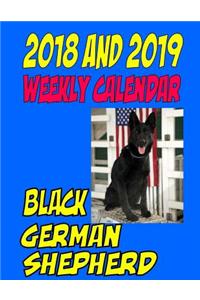 2018 and 2019 Weekly Calendar Black German Shepherd