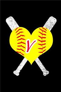 V Monogram Initial Softball Journal
