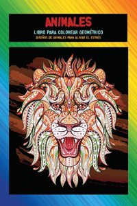 Libro para colorear geométrico - Diseños de animales para aliviar el estrés - Animales