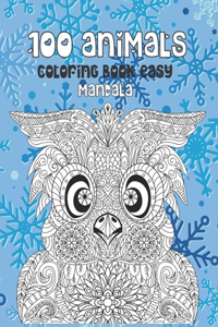 Mandala Coloring Book Easy - 100 Animals