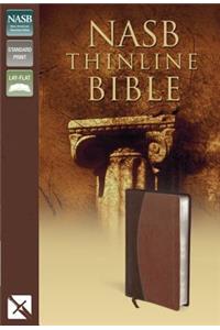 NASB, Thinline Bible, Leathersoft, Brown, Red Letter Edition