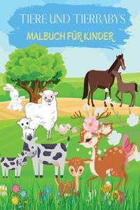 Tiere und Tierbabys Malbuch für Kinder