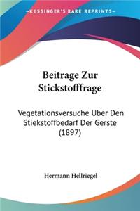 Beitrage Zur Stickstofffrage