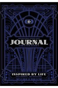 Inspirational Guided Daily Journal Undated Diary: Ideal journal to beat the blank page, 7"x10" notebook with blue Art Deco cover, 362 pages, undated daily prompts and space for images, drawings, doo