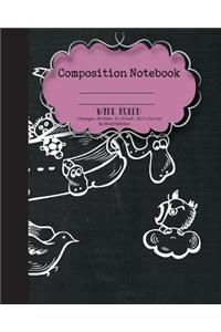 Composition Notebook Wide Ruled Paper, Cute Animal School Notebooks