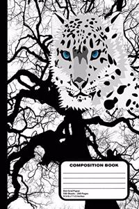 Wild Snow Leopard Dot Grid Composition Notebook 200 Journal Pages