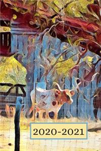 Texas Longhorn & Barn Cute Gift Dated Calendar Planner 2 years To-Do Lists, Tasks, Notes Appointments for Men & Women