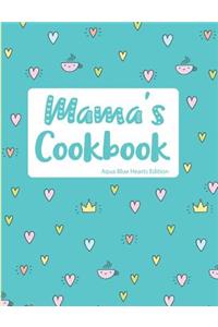 Mama's Cookbook Aqua Blue Hearts Edition