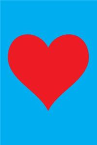 Blank Notebook - 100 Pages - Red Heart on Cyan