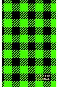 Dot Grid Journal: Bright Green and Black Plaid Cover 5 X 8 - Dot Grid Journal Notebook 124 Pages