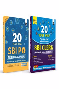 PW 20 SBI PO (2015-2023) and 20 SBI Clerk (2023-2012) Prelims & Mains Previous Year Solved Papers Combo Set of 2 Books For 2024-2025 Exams | Fully Solved | English Edition