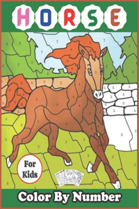 Horse color by number books for kids